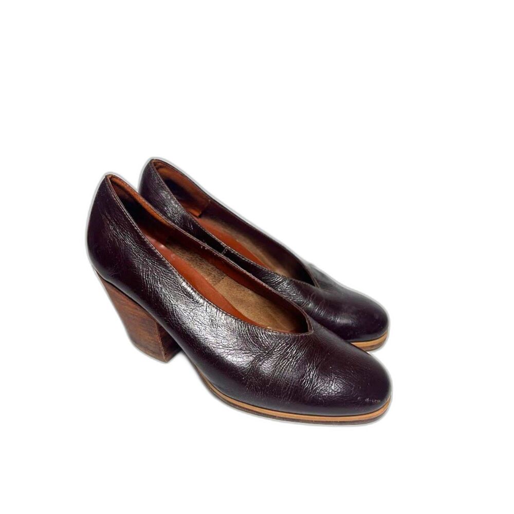 Rachel Comey Falk Pump Block Heel Leather Size 6 Oxblood Dark Brown Minimalist